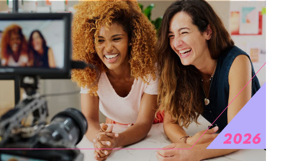 Two women filming creative content, 2026